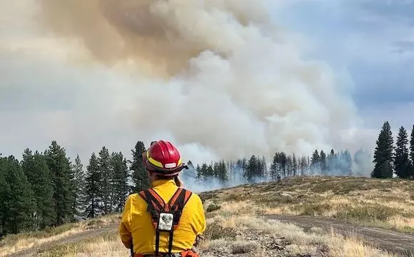 Firefighter on ridge